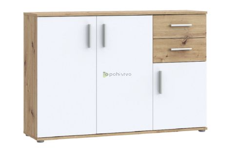 Komoda IKOLIN 120cm - bela/hrast