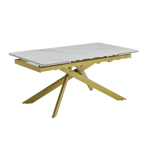 Raztegljiva miza GOLDIE (160+40+40)x90x76 cm bela in zlata