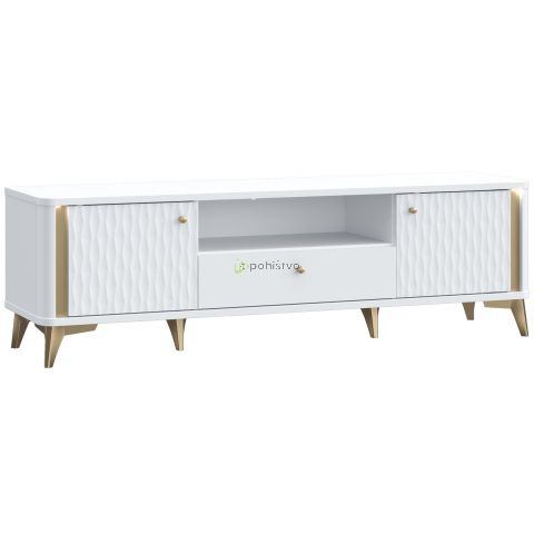 TV Komoda FORREST HILLS bela + zlata  FTHT131B-M841
