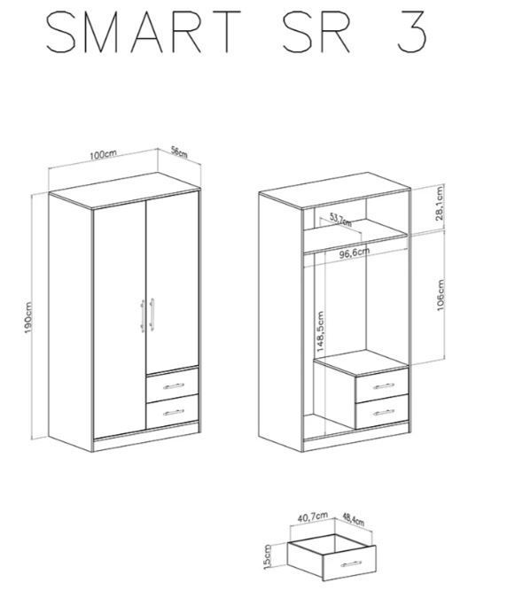 Garderobna omara SMART SR3 dimenzije