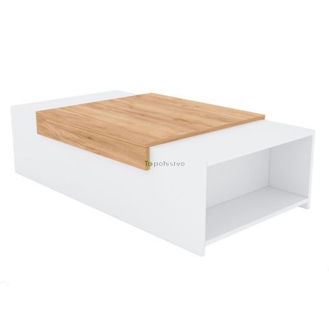 Coffee table GORITA 1 white + oak (2001 Coffee table, color white / oak craft gold)