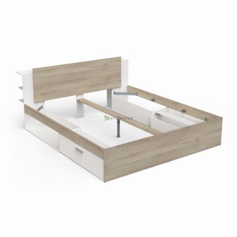 Bed LIFE 385319 180x200 Kronberg oak+white