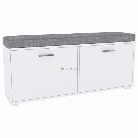 Omarica za čevlje PELAGO 120 white + grey  (1200 Shoe Bench, color white/white, with upholstered seat)
