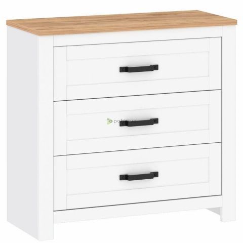 Komoda TEOLO 1 white + oak (Lanzette G, color nimfea alba / oak craft gold)
