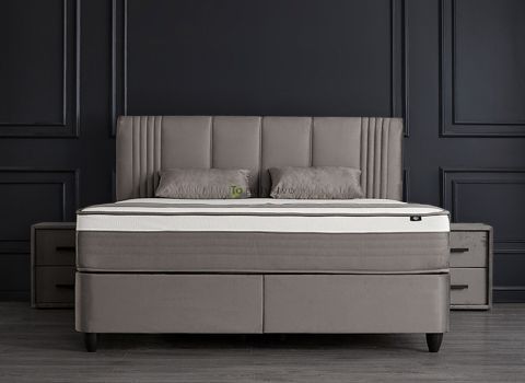 Boxspring postelja BELICIA - siva 