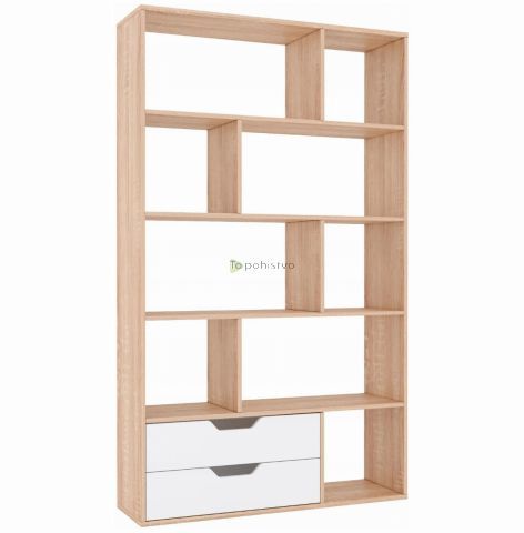 Poličnik BIERA sonoma + white (Roberto rack, color oak sonoma / white)