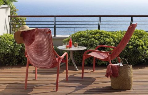Vrtna garnitura Net Lounge in mizica Spritz v rdeči barvi