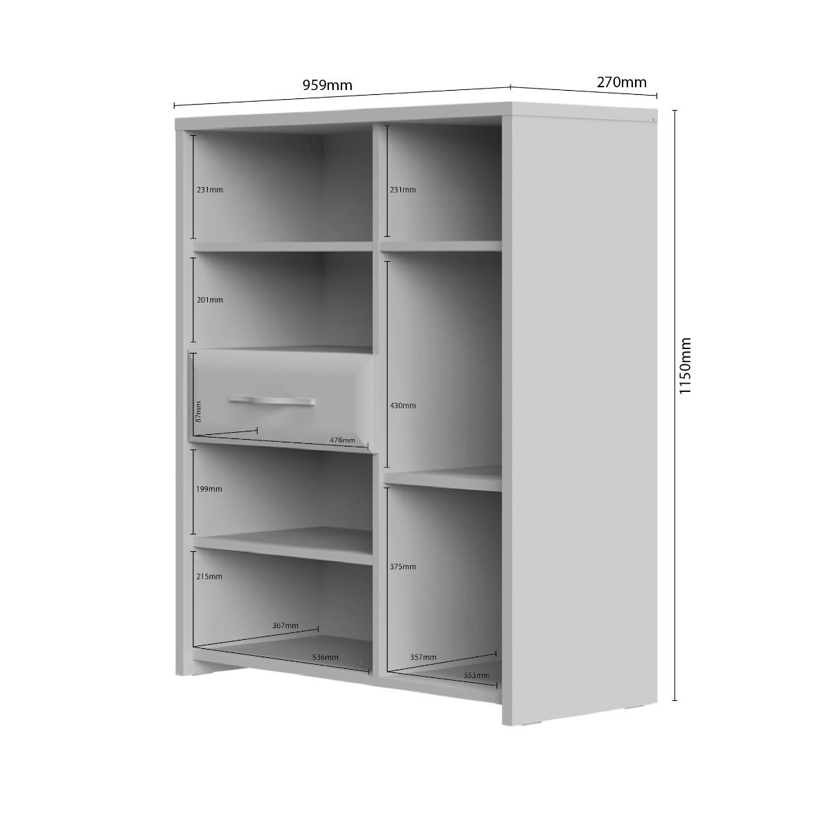 Vitrina Gala V96-3KS1F/GL dimenzije