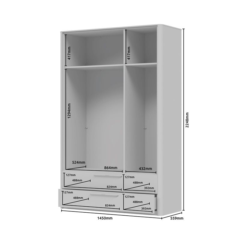 Garderobna omara P32- AIR -dimenzije