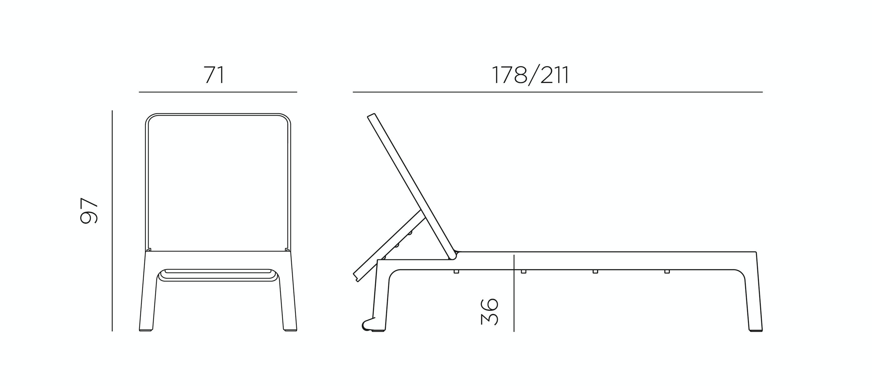 Ležalnik Plano dimenzije
