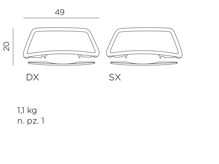Naslon za roke ATLANTICO dimenzije