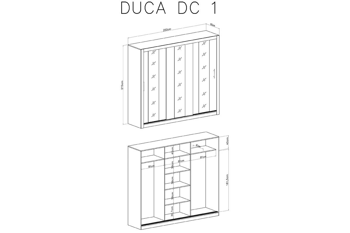 Drsna omara z ogledali DUCA I dimenzije