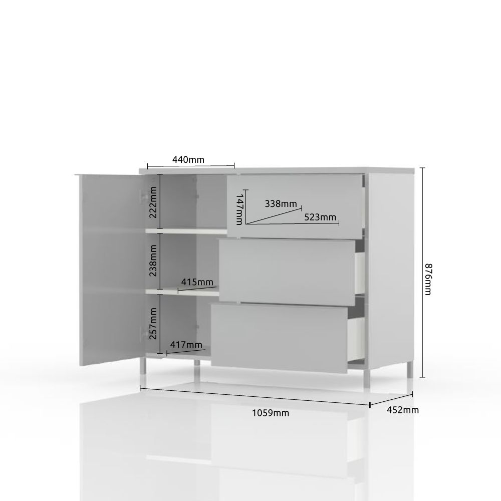 Komoda ONYX K13/ON dimenzije