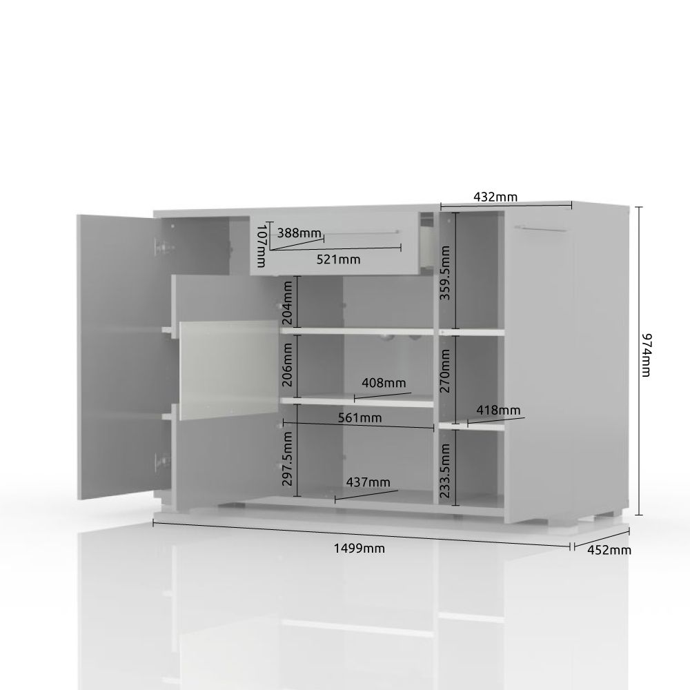 Komoda PIANO K150V-3KS1F/PN dimenzije