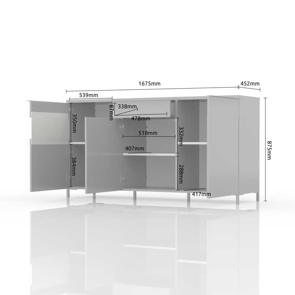 Komoda ONYX K170-3KS1F/ON dimenzije