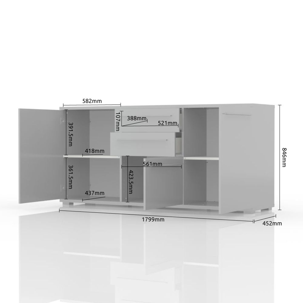 Komoda PIANO K180-3K2F/PN dimenzije