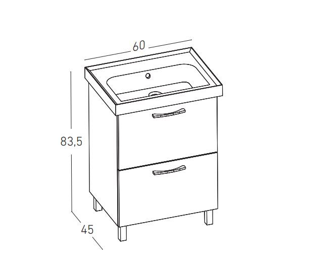 Kopalniška omarica Sena z nogicami 60cm dimenzije