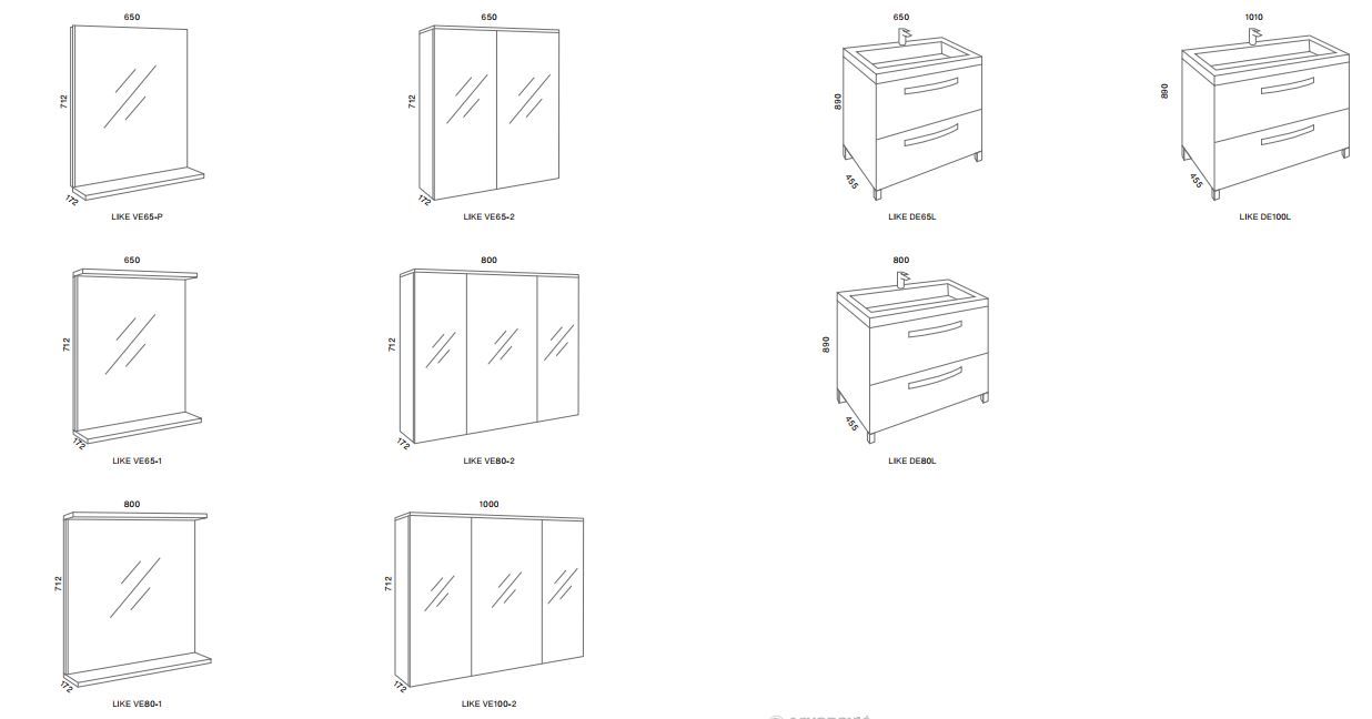 like stoječi dimenzije