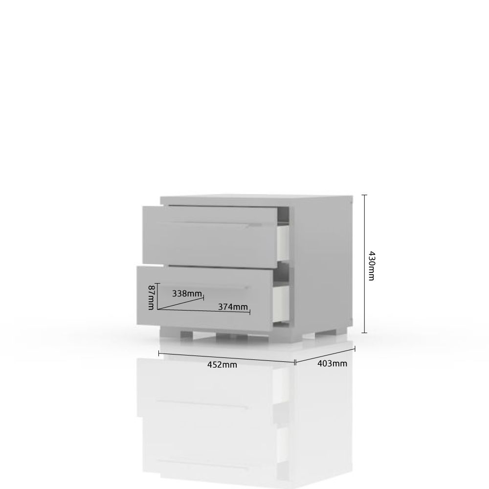 Nočna omarica PIANO NS2/PN dimenzije