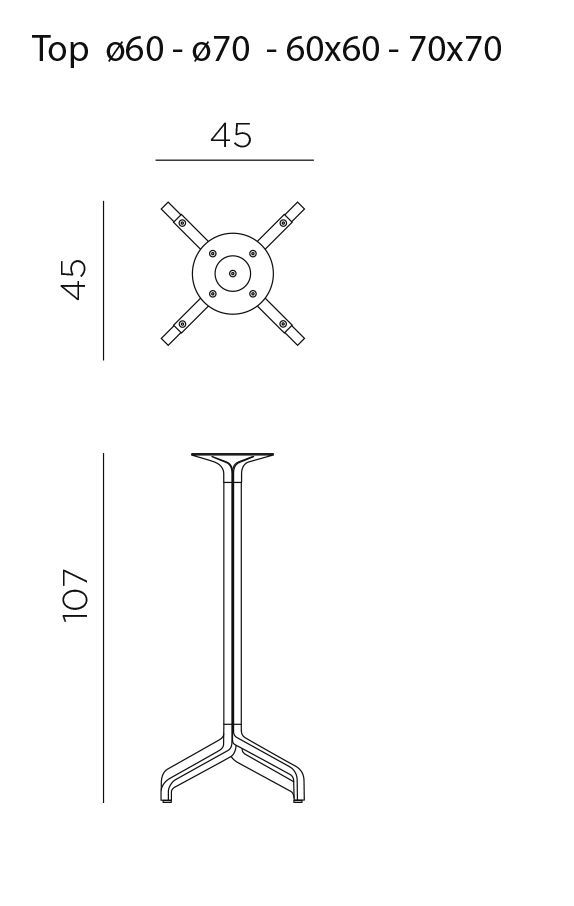 Podnožje za mizo Frasca High Fix  dimenzije