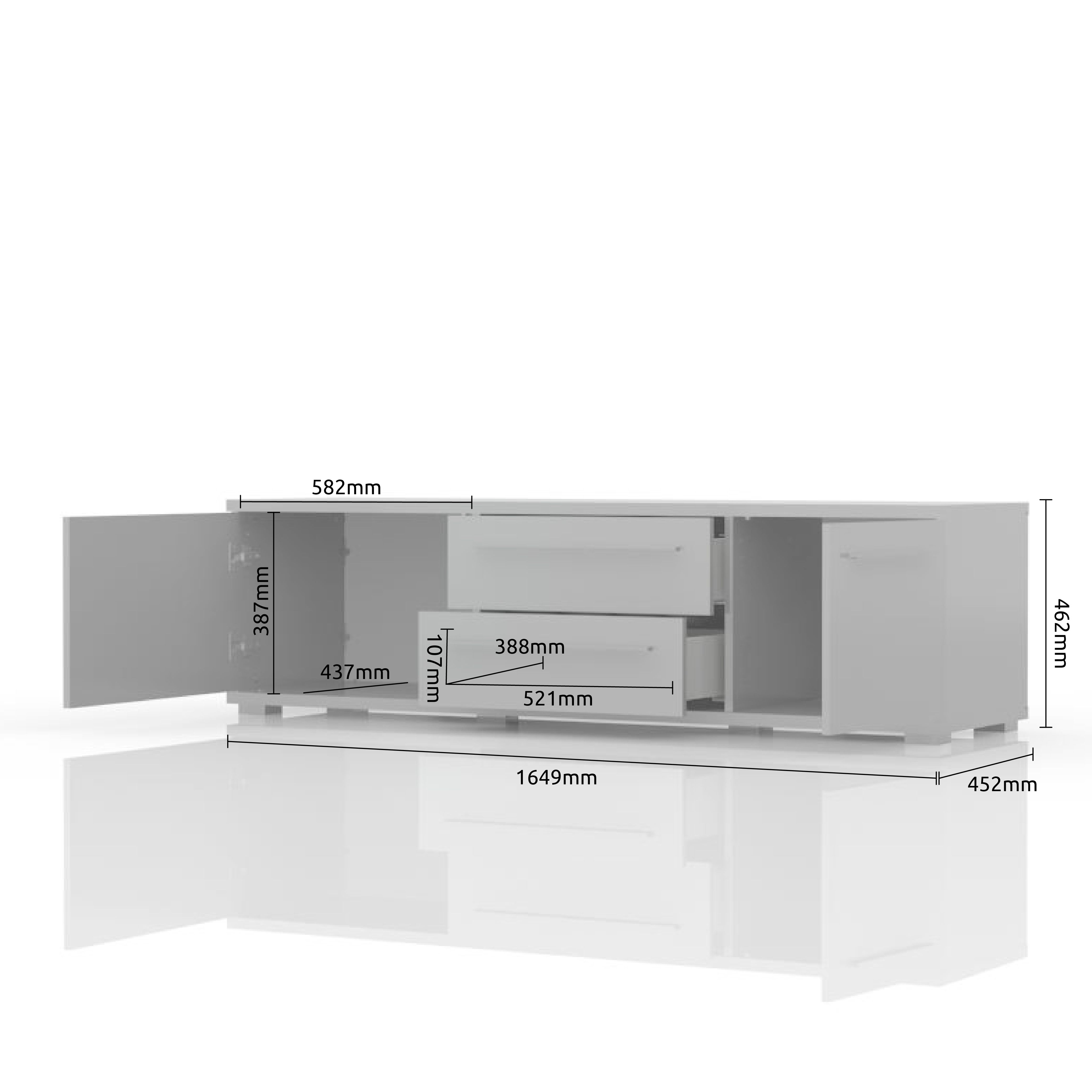 TV omarica PIANO TV165-2K2F/PN dimenzije
