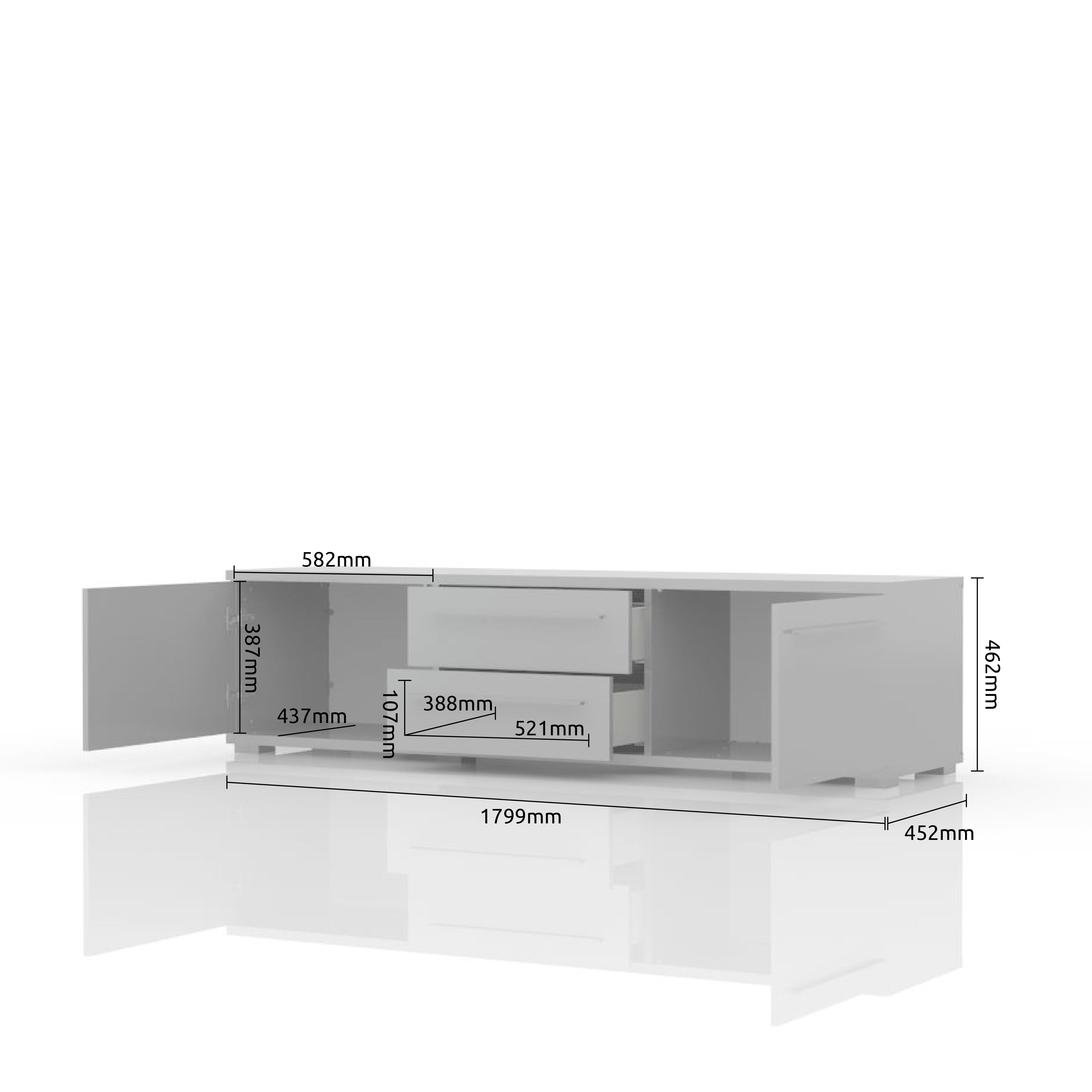 TV omarica PIANO TV180-2K2F/PN dimenzije
