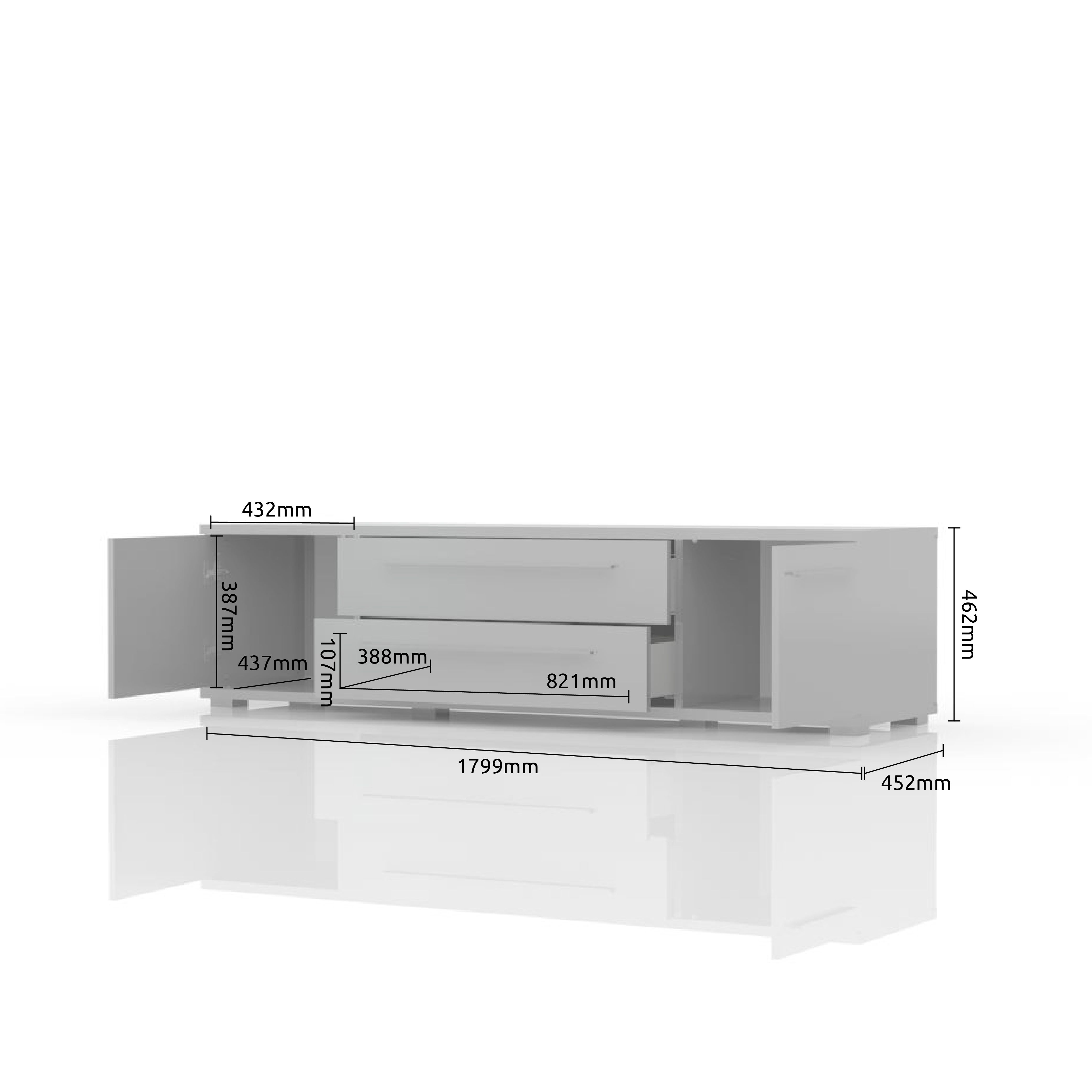 TV omarica PIANO TV180-2K2FV/PN dimenzije