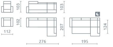 Moderna sedežna garnitura UMBRIA II dimenzije