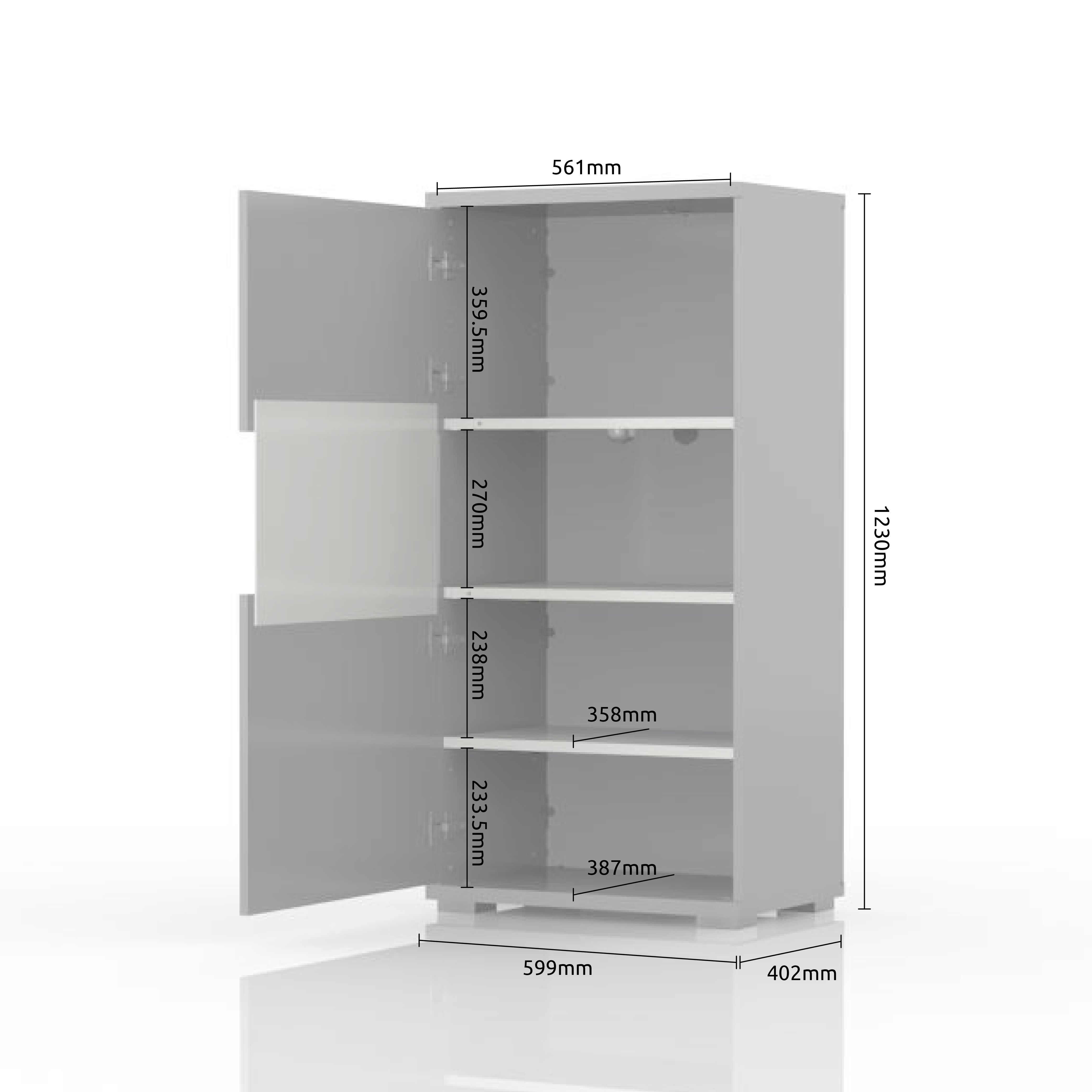 Vitrina PIANO V60-1KS/PN dimenzije