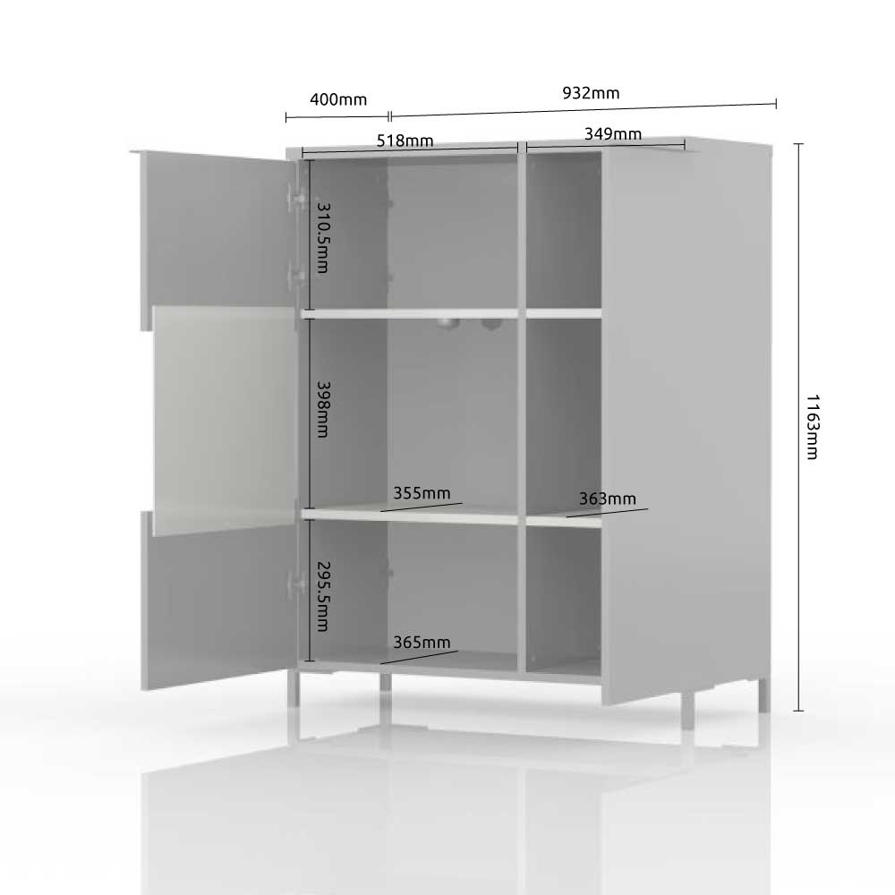 Vitrina ONYX V90-2KS/ON dimenzijne