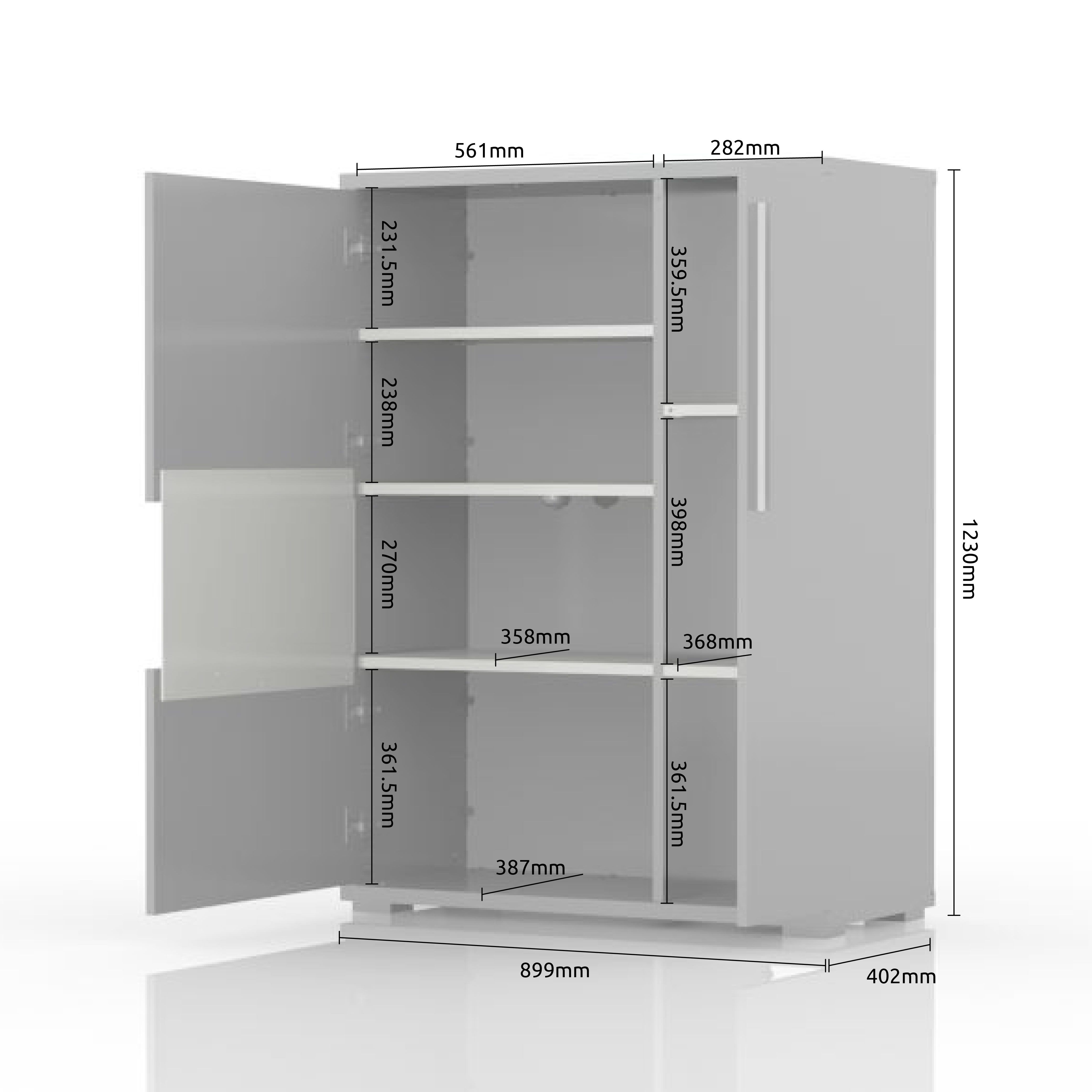 Vitrina PIANO V90-2KS/PN dimenzije