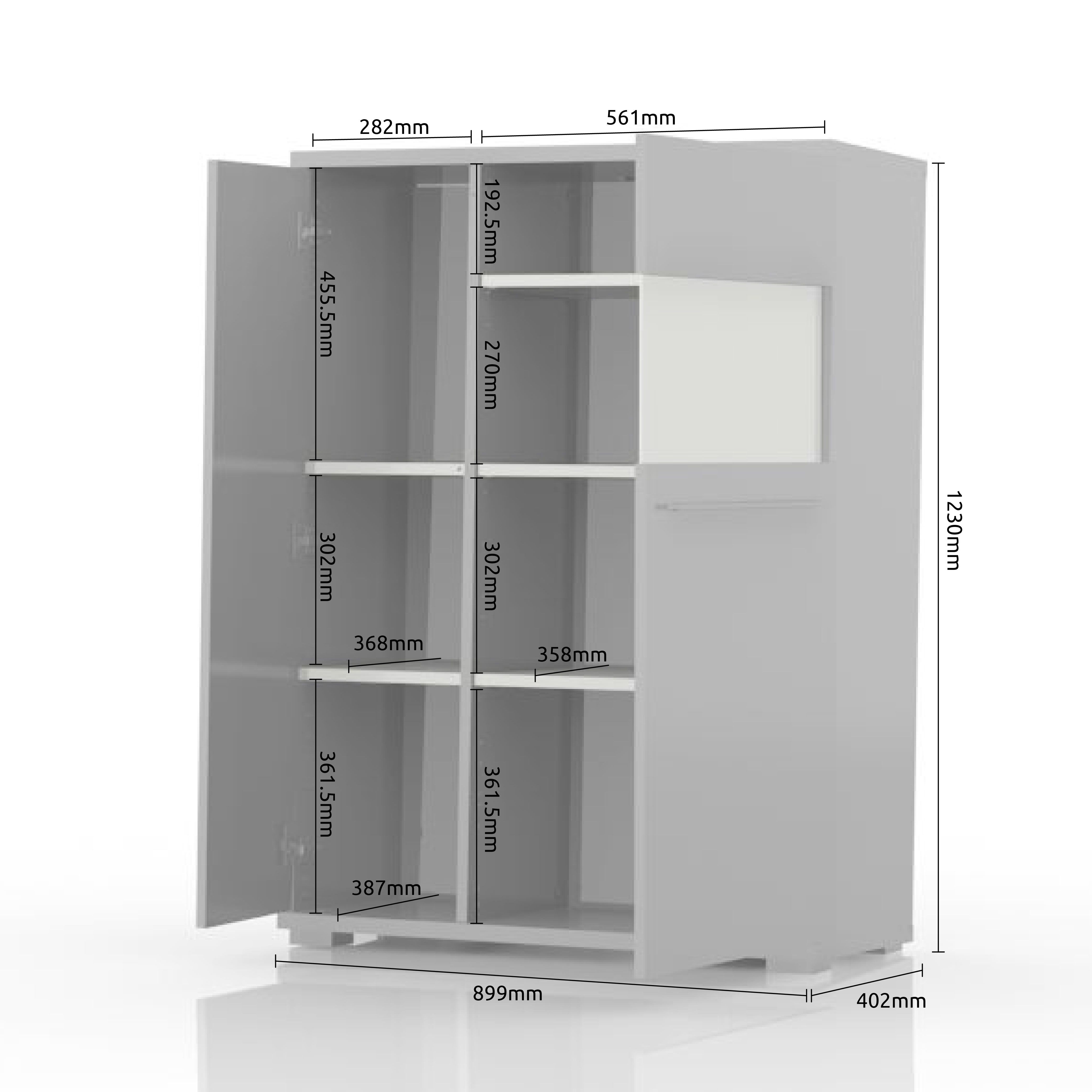 Vitrina PIANO V90-2KSV/PN dimenzije
