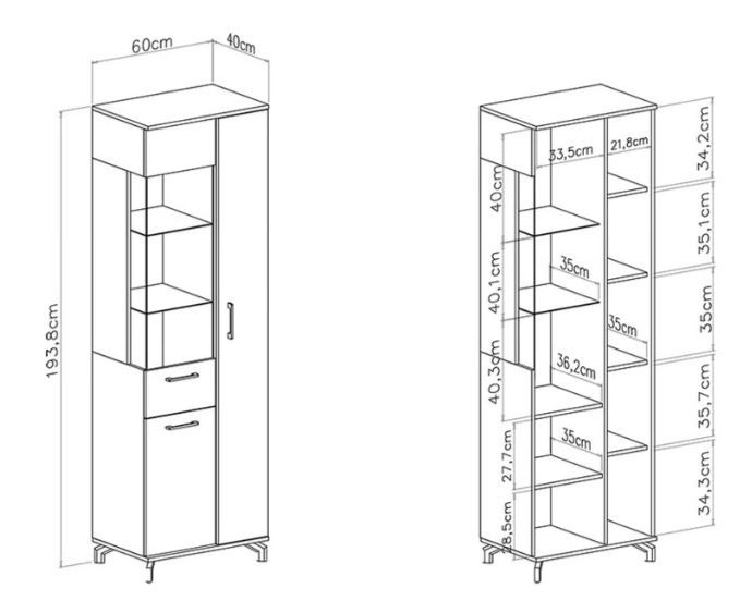 Vitrina Madison dimenzije