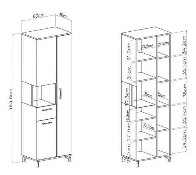 Vitrina Madison dimenzije
