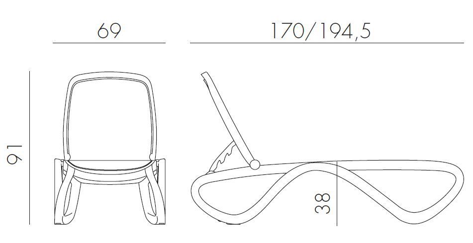 vrtni ležalnik omega dimenzije